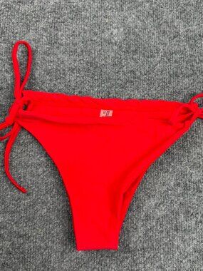 SHEIN Red Bikini Bottom String Side Ties Cheeky Brazilian Swimwear Size S